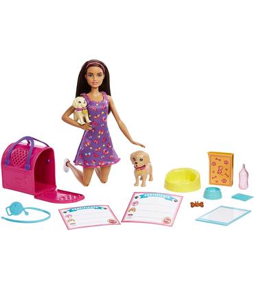 barbie-adopta-perritos-vestido-morado