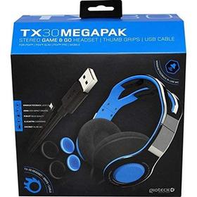 Megapack Auriculares TX30 Azul + Cable Usb Carga + Grips Ps4