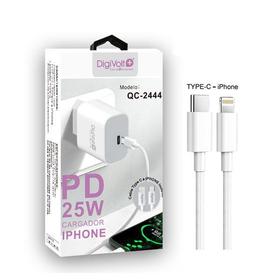 Cargador PD 25w Type-C + Cable Type-C a Iphone