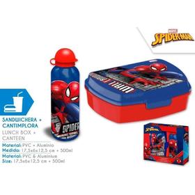 Cantimplora Aluminio 500ml + Sandwichera Spiderman