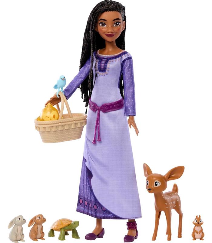 muneca-disney-wish-asha-con-animales-del-bosque-de-rosas